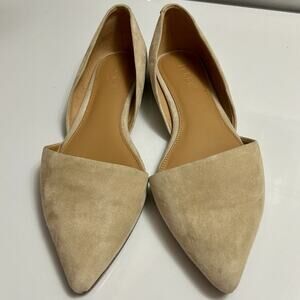 J Crew Zoe D'Orsay Tan Nude Flats Pointed Toe womens 6.5 Suede Chic Modern